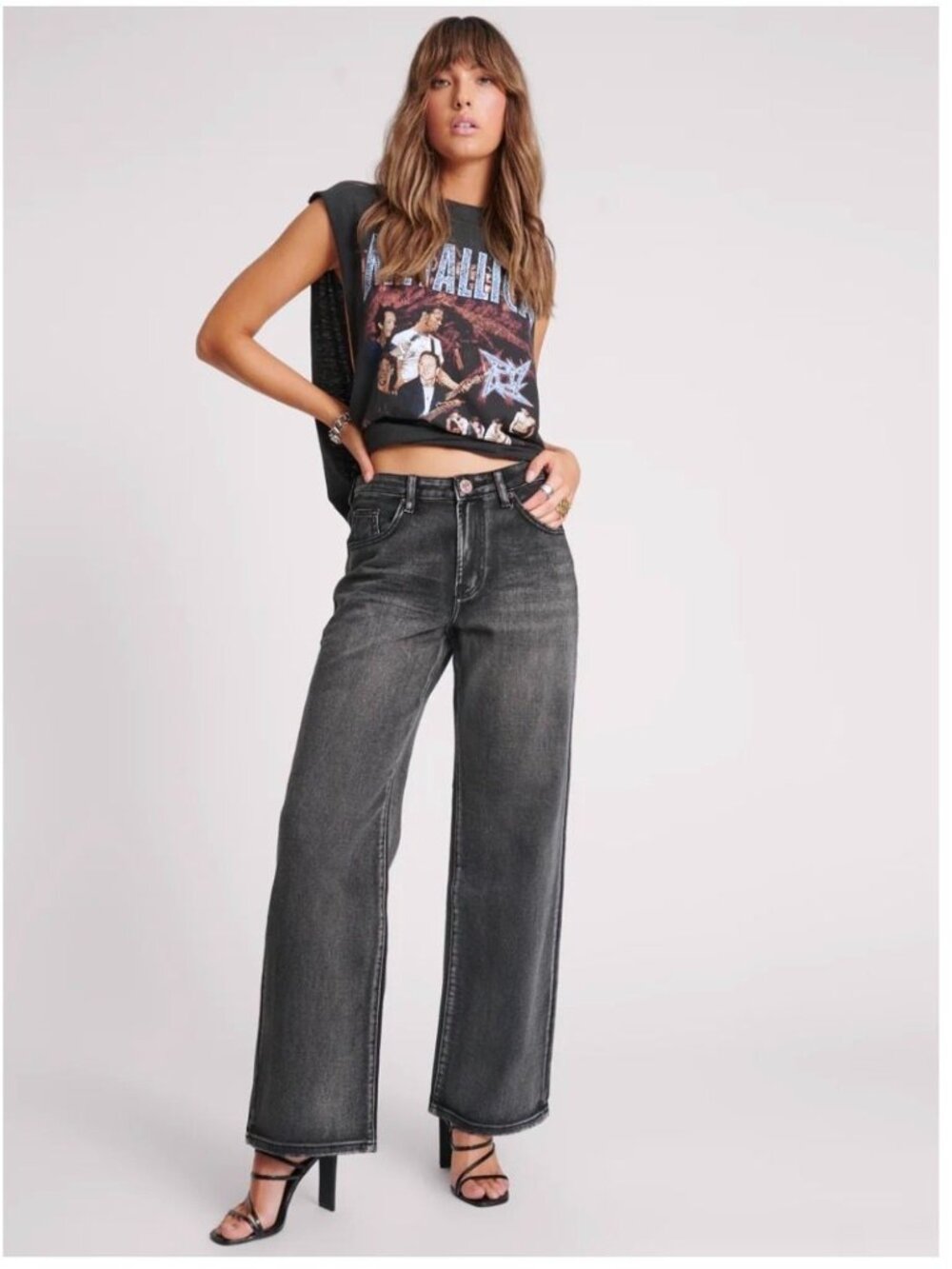 ONE TEASPOON Black Jackson Wide Leg Jeans Size 30 NEW NWT